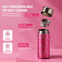 Mug de voyage en titane pur de qualité supérieure avec infuseur à thé, couvercle anti-fuite, logo personnalisé, bouteille d'eau portable, vente en gros