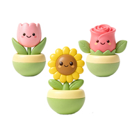 Figurine décorative Roly Poly fleur tulipe tournesol rose pour bureau, maison, étagère, table, objet de collection