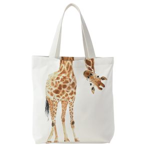 Bolso de mano de lona con estampado de jirafa, bolso de compras reutilizable, gran capacidad, personalizado, para mujer, para viajes diarios - Product Image 1