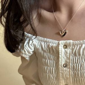 S925 Sterling Silver Style Coréen INS Blogger À La Mode Clavicule Chaîne Fine Pendentif Collier avec Niche Amour Texture En Gros - Product Image 2