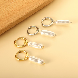 Fashion <b>Stud</b> <b>Earrings</b> White Pearl Circle Shape Stainless Steel For Women Party Jewelry - Product Image 2