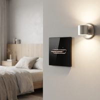 Interruptor de Pared Niva con Botón Pulsador, Diseño Moderno, Interruptores y Enchufes con Panel de Vidrio, Home Assistant, Estándar del Reino Unido