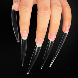 Puntas artificiales de media cubierta <span class=keywords><strong>Extra</strong></span> <span class=keywords><strong>largas</strong></span>, Stilettos puntiagudos de diseño curvo largo, <span class=keywords><strong>para</strong></span> dijes de <span class=keywords><strong>uñas</strong></span>, XXXL - Product Image 1