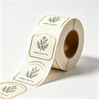 Label Gulungan Makanan Herbal Botani Berlapis Emas Kustom, Stiker Stoples Perekat Sendiri Vintage, Label Kemasan Dapur Botani