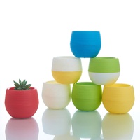 Mini Pots de fleurs succulentes en forme d'œuf, de Cactus, en plastique, jolis, ronds, de 4 pouces, avec trou de Drainage