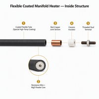 Chauffage flexible Huadong pour moule à canaux chauds, intégré sur la surface du moule avec traitement de revêtement extérieur spécial