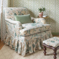 Fauteuil vintage français à motifs floraux, en bois massif, avec tissu rétro, pour salon, chambre ou décoration de villa