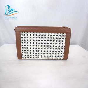 Bolso de mano de cuero con correas de ratán para mujer, Cartera de lujo a la moda, de fabricante, 2023 - Product Image 1