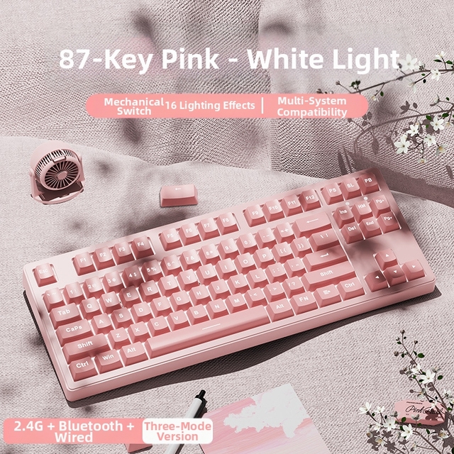 New 2.4G Wireless USB Wired Three-Mode PBT Programmable Mechanical Keyboard Multi-System Compatibility LED Lighting Desktop