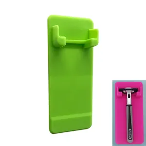 Factory wholesale beard stand that can be attached to a mirror,silicone razor holder bath room accessories