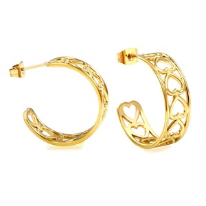 New Personalised Wholesale 18K Gold Plated Hollow Heart <b>Hoop</b> Earrings <b>Fashion</b> Stainless Steel <b>Fashion</b> <b>Hoop</b> <b>Earings</b> for Women - Product Image 6