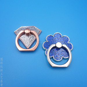 Custom Metal Ring Holder Zinc Alloy Glitter Epoxy Resin Adhesive Desk Phone <b>Stand</b> - Product Image 1