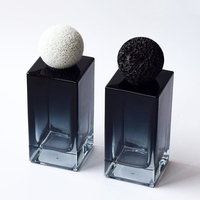 Flacon de parfum en verre dégradé de luxe avec logo personnalisé, 30 ml, 50 ml, 100 ml, avec bouchon en pierre volcanique et vaporisateur, boîte d'emballage personnalisable