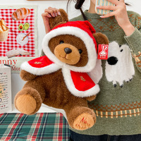 Ours en peluche super doux avec cape de Père Noël à capuche, jouet anti-stress de Noël pour enfants, cadeau
