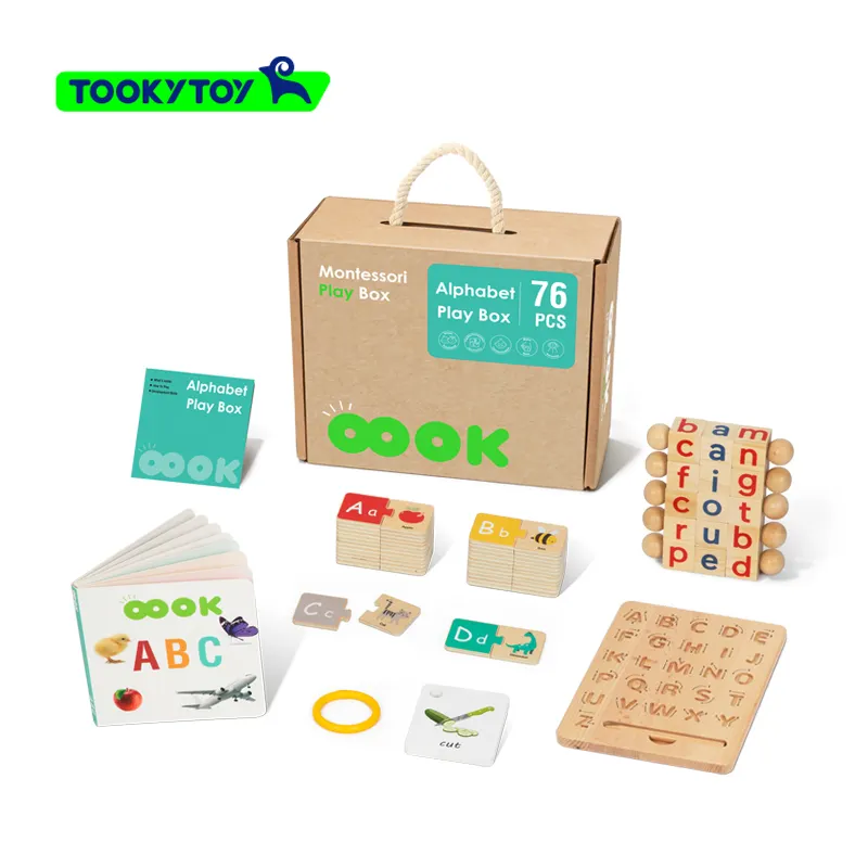 لوح خشبي للكلمات والحروف الإنجليزية يُستخدم ككتل للكتابة وعلبة لعب على شكل حروف Montessori اللعب التعليمية للأطفال