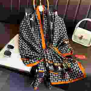 Women's Thin Spring <b>and</b> Autumn Letters All-Match Artificial Silk Advanced Talma Dual-Use Winter <b>Scarf</b> - Product Image 6