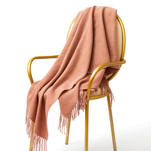 Bufanda de invierno Color puro lana de cordero Pashmina bufanda clásica sólida mujer Merino lana borla fabricantes Pashmina chal - Product Image 3