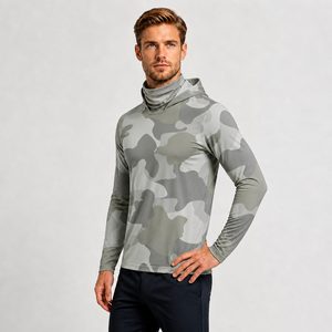 Camisa de Protección Solar con Capucha y Manga Larga de Camuflaje para Hombre, UPF 50, Anti-UV, para Pesca al Aire Libre - Product Image 3