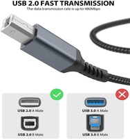 Câble d'imprimante usb 2.0, type c vers b, en nylon, tressé, 1m, 2m, 3m, 5m, 10m