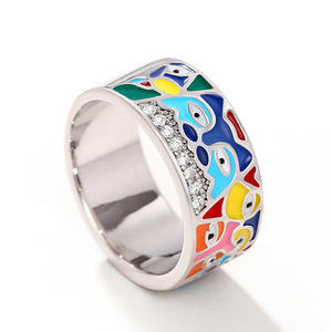 F1657 <b>Cartoon</b> Cocktail <b>Ring</b> Enamel Pave Setting Unisex Fashion <b>Ring</b> Gift - Product Image 4