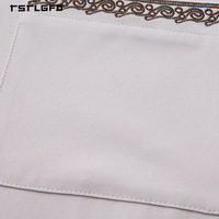 Djellaba marocaine islamique pour homme, gris clair, à capuche, avec bordure brodée, demi-zip, col en V, manches longues, longueur intégrale, style modeste