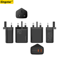 Cargador Tipo C de 25W con Enchufe EU, US, UK, Carga Rápida QC3.0 PD, Cargador de Teléfono Móvil con LED, Adaptador de Corriente USB C, Precio de Fábrica