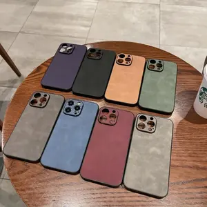 Étui de téléphone en cuir suédé d'agneau antichoc de luxe pour iPhone 15 14 13 12 11 Pro Max XS X XR 7 8 Plus SE3 housse de pare-chocs en Silicone - Product Image 1