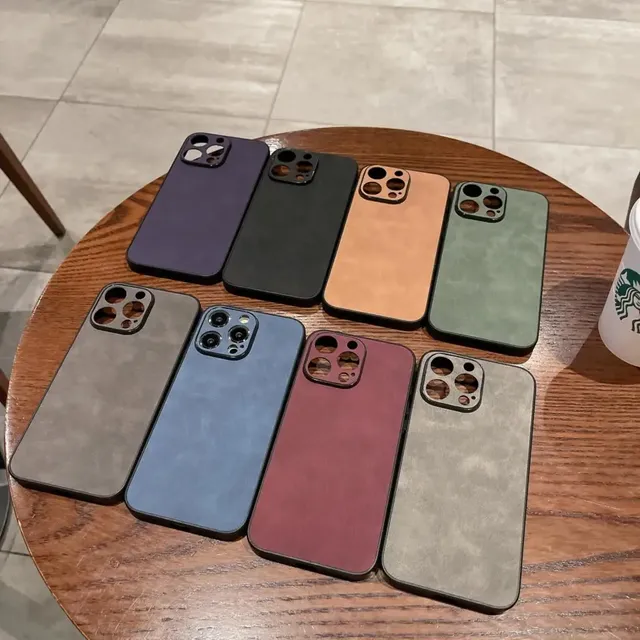 Luxury Shockproof Lambskin Suede Leather Phone Case for iPhone 15 14 13 12 11 Pro Max XS X XR 7 8 Plus SE3 Silicone Bumper Cover