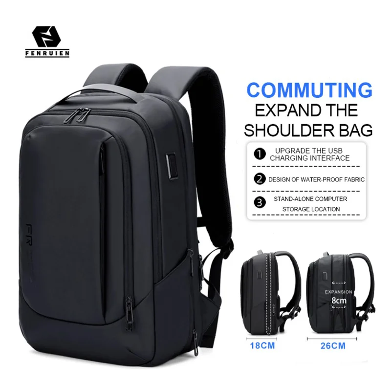 FENRUIEN Business Fashion Bagpack Charging Custom Men's USB Anti Theft Travel Smart Waterproof 17.3 inch Laptop Backpacks Bag