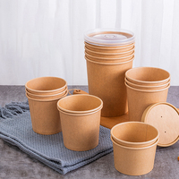 Bol à nouilles jetable en papier kraft blanc de 32 oz avec impression de logo personnalisé
