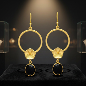 Nouvelle Arrivée Bijoux Jaipur Gems Boucles d'oreilles pendantes circulaires ethniques plaquées or en laiton faites à la main certifiées pour mariage - Product Image 2