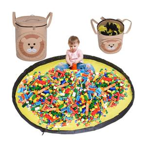 Cestino pieghevole dell'organizzatore del sacchetto di immagazzinaggio rapido del giocattolo del feltro all'aperto di stoccaggio del giocattolo con il tappetino da gioco per i bambini - Product Image 1