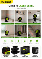 Niveau laser croisé vert 16 lignes de qualité industrielle, auto-nivelant 360°, luminosité réglable, télécommande, fonctionnalités pour accrocher des tableaux