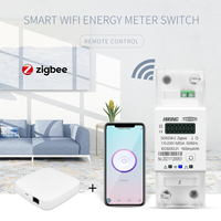TOMZN Passerelle Zigbee Tuya Monophasé 65A Rail DIN Compteur d'énergie intelligent WIFI avec minuterie et moniteur de consommation kWh Wattmètre 110V 220V 50/60Hz