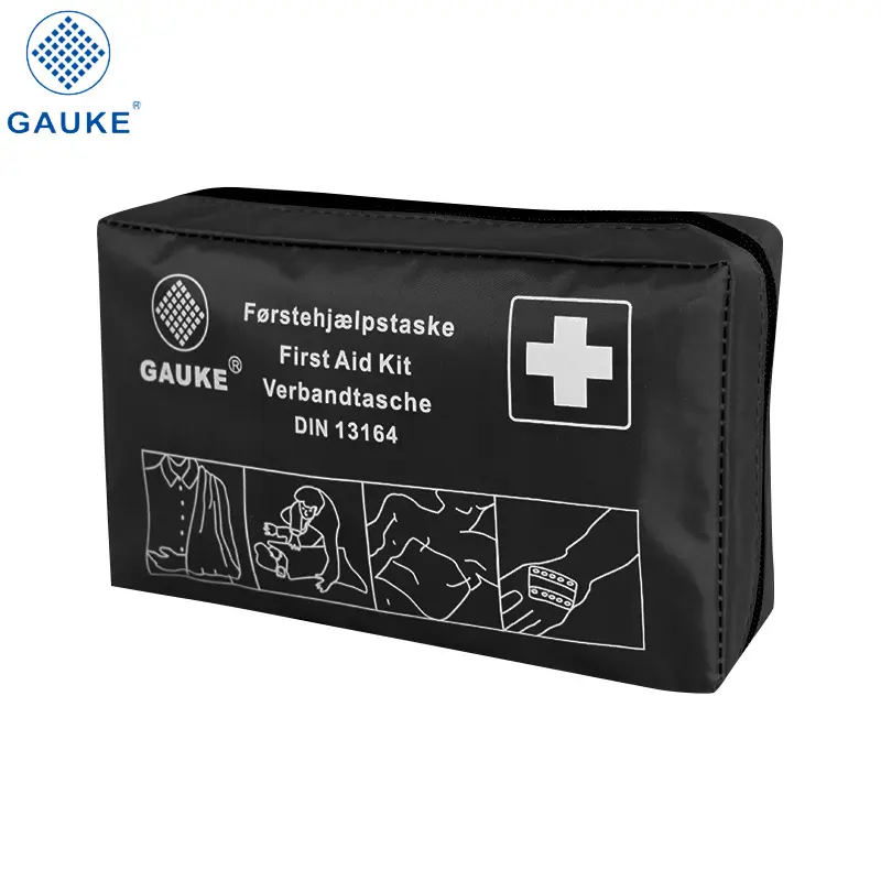 GAUKE DIN 13167 Logo imprimé soins de santé Kit de premiers soins médicaux Kit de voiture d'urgence pour moto