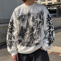 Sweat-shirt à manches longues pour homme, coupe ample, imprimé numérique, col rond, jersey de coton, streetwear d'automne