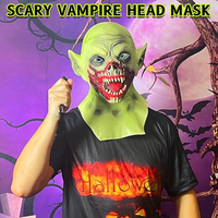 Masque en latex de vampire effrayant, masque de tête de monstre zombie effrayant pour adultes, accessoires de cosplay pour Halloween, anniversaire, fête de Noël
