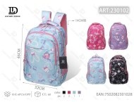 Mochila Escolar de 15 Pulgadas, Ligera, con Diseño Floral, Cierre de Cremallera, Unisex, Material de Poliéster - Product Image 1