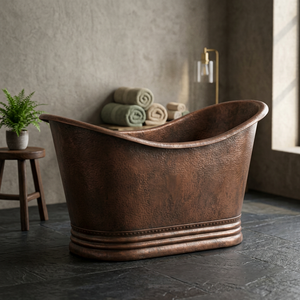 Baignoire autoportante ovale en cuivre à pieds de chaise, fait main, en métal, pour la maison et l'hôtel - Artisanat indien - Product Image 3