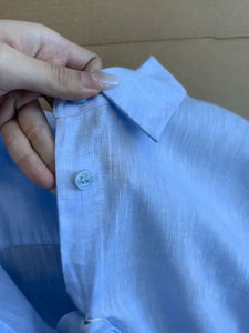 Camisa Casual de Algodão e Linho com Gola Protetora Solar Verão Nova Camisa Fina Blusa <span class=keywords><strong>Cardigan</strong></span> Solta de Manga Longa - Product Image 6