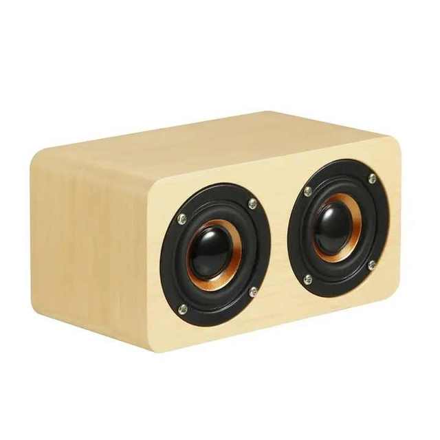 K5A 3D Stereo wood Sound Box Portable BT dual Speaker HIFI Stereo Sound Handcrafted Retro wooden Wireless Loudspeaker speakers