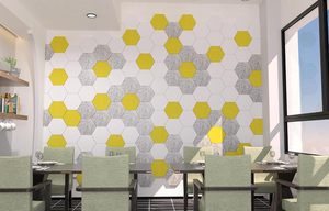 Décorations murales hexagonales auto-adhésives modernes Panneaux acoustiques de conception graphique de modèle 3D pour bureau ou <span class=keywords><strong>studio</strong></span> à domicile - Product Image 5