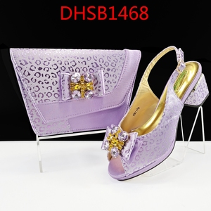 Ultimo Modello di Scarpe Nigeriane con Tacco Basso e Set di Borse, Pochette di Alta Qualità e Sandali <span class=keywords><strong>Aperti</strong></span> Stampati con Pietre - Product Image 2