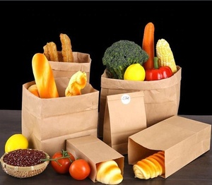 Sacs en papier <span class=keywords><strong>kraft</strong></span> à fond carré personnalisés, sacs en papier <span class=keywords><strong>kraft</strong></span> brun et blanc, sacs de livraison pour l'emballage alimentaire avec logo personnalisé - Product Image 1
