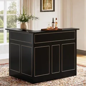 Mesa de bar <span class=keywords><strong>en</strong></span> <span class=keywords><strong>forma</strong></span> de <span class=keywords><strong>L</strong></span> para el hogar con estantes de copas Unidad de barra de esquina de 3 niveles Mesa de bar de vino de licor <span class=keywords><strong>Escritorio</strong></span> de recepción - Product Image 3