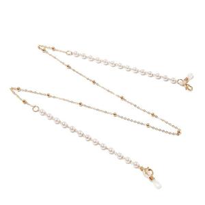 Chaîne de lunettes en perles 70 cm en forme de U, chaîne dorée pour lunettes et masques - Product Image 5