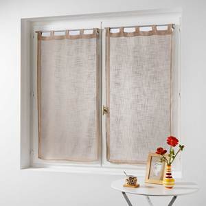 Par de cortinas rectas con ojales, color avellana, 2x60x160cm, efecto lino, Haltona - Product Image 1