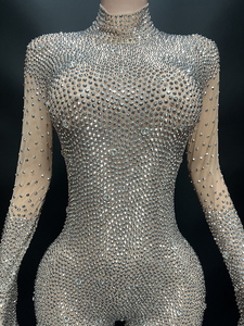 NOVANCE Nouveaux produits 2023 Populaire Argent brillant Diamants Club Wear Combinaisons pleine longueur Combinaisons Bodys <span class=keywords><strong>pour</strong></span> bar Discothèque - Product Image 2