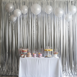1*2m Lametta-Regenvorhang Folien-Fransenvorhang Geburtstag Hochzeit Bühnenhintergrund Wand Party Ballon Dekoration - Product Image 5