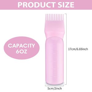 Professional Custom 3 Colors 200ml Frost PET Plastic Eco Friendly Hair <b>Oil</b> Bottle Comb Salon Barber <b>Oil</b> Applicator - Product Image 2